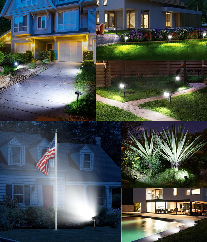 Mpow Solar Outdoor Lights for Outside, ‎700 Lumen Bright Spot Lights IP68 Waterproof, 3 Modes Solar Landscape Lights  2 Pack