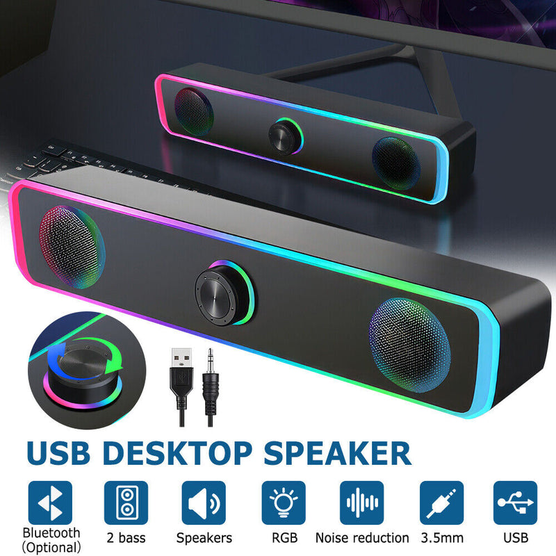 Wired USB Powered/Bluetooth 5.0 Computer Stereo Laptop Speakers for Desktop PC