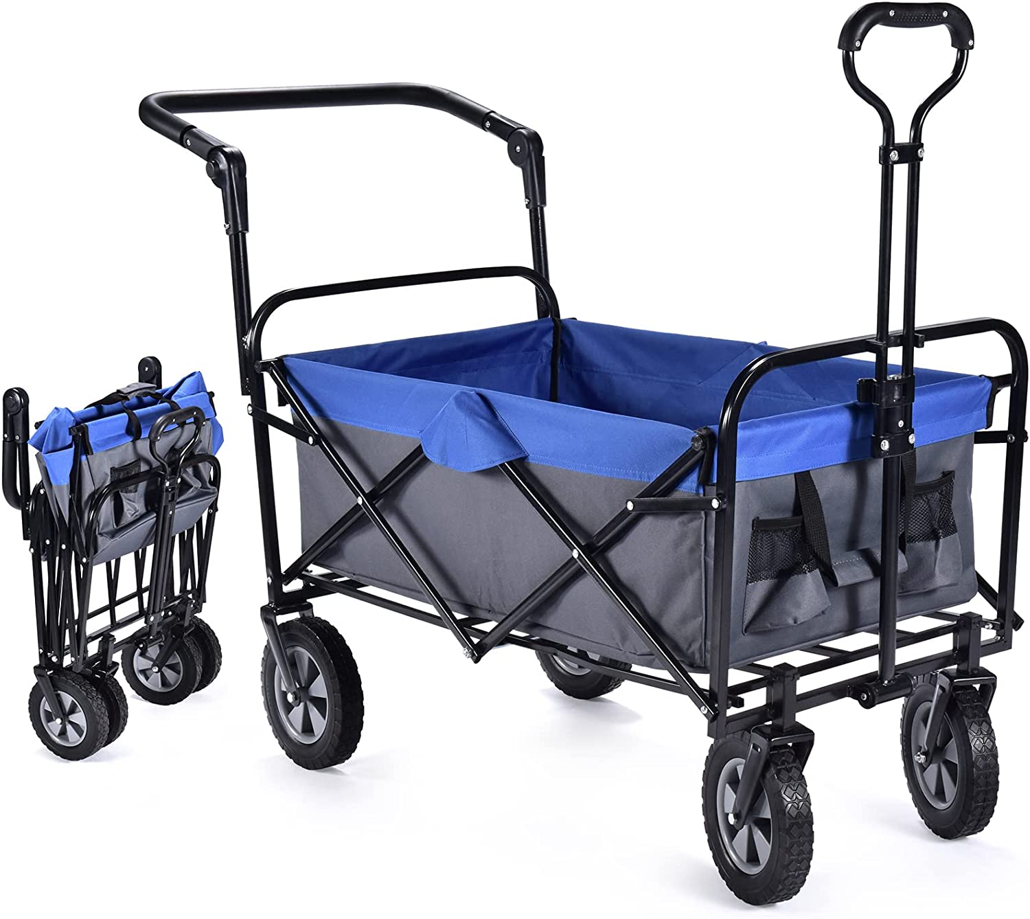 Heavy Duty Foldable Wagon Cart Portable Utility Collapsible Wagon, Al