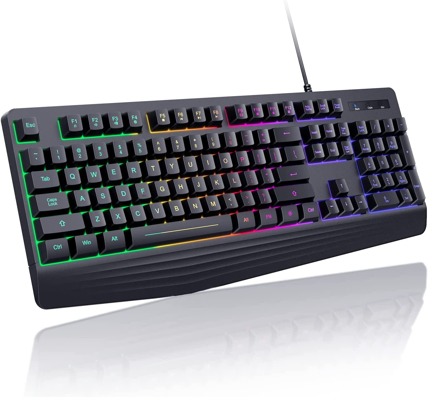 arbejde Bedstefar Vejrtrækning Gaming Keyboard, 7-Color Rainbow LED Backlit, 104 Keys Quiet Light Up – MPOW