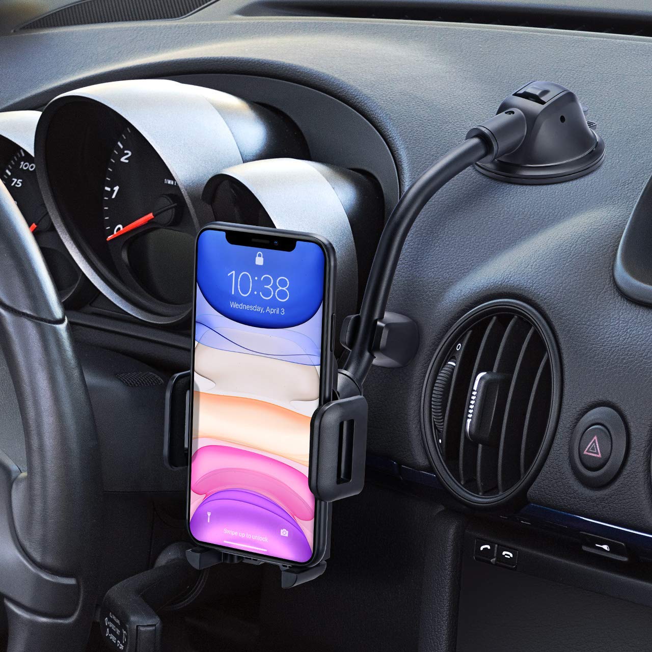 Phone Mount for Car (3 in 1) Dashboard Windshield Air Vent [Multi-Angle  Adjustment Arm] Dash