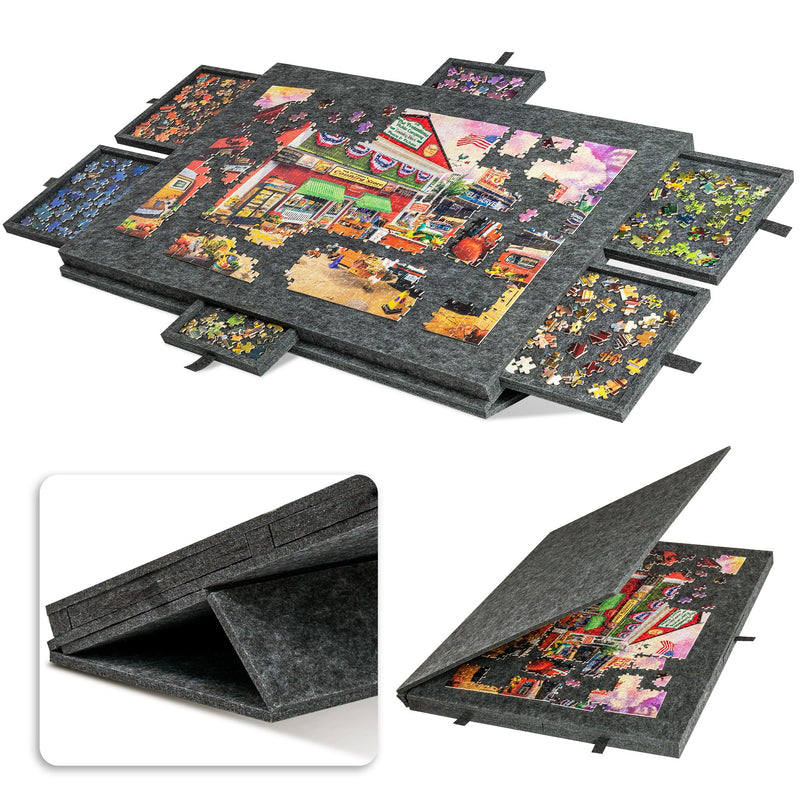 Mpow Foldable Jigsaw Puzzle Table with Stand and Lid, 6 Colorful Drawers, Fits 1000 Pieces, Lightweight and Portable