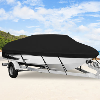 Mpow Boat Cover, Heavy-Duty PVC, Waterproof, Sun-Resistant, and Dust-Resistant, with Tie-Downs and Vents for Full-Enclosure Protection