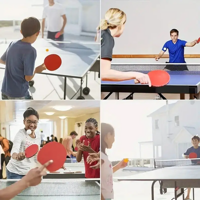 Mpow Outdoor table tennis set with net, 2 paddles, and 3 balls. Easy to assemble and portable. Perfect for outdoor fun with family and friends