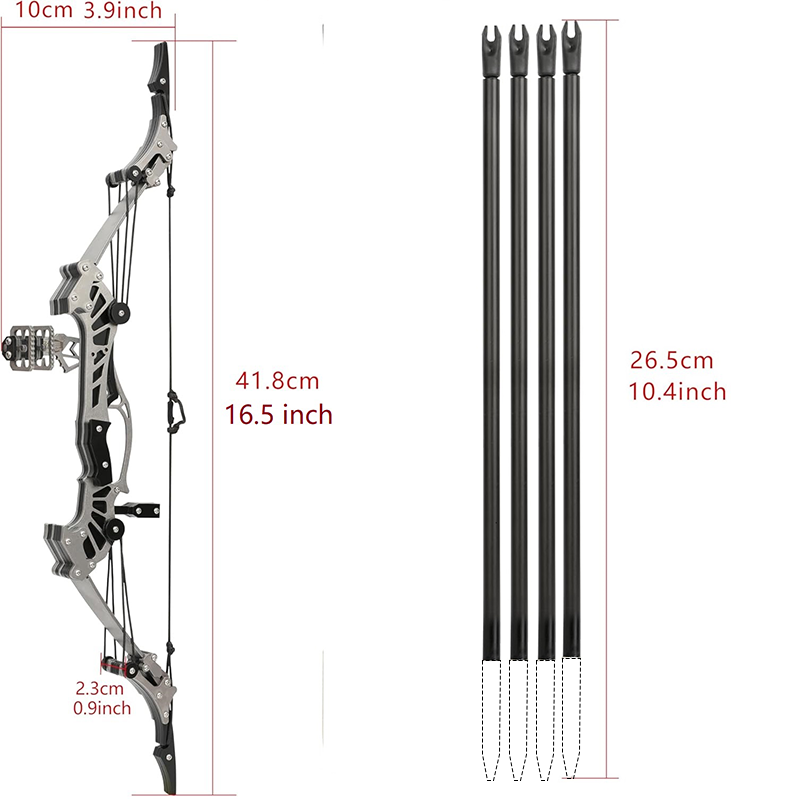 Mpow 16.5-inch compound bow with 8 arrows