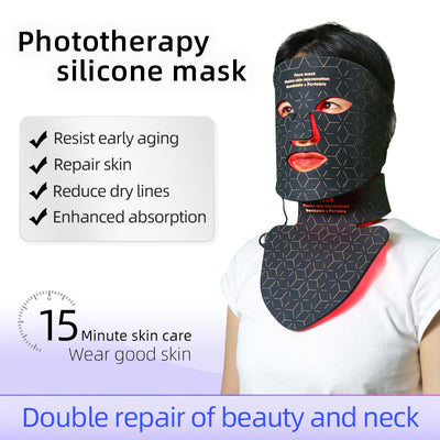Mpow 4-Color Light Therapy Silicone Mask with Neck Care | 480 Chips Face & Neck Beauty Device
