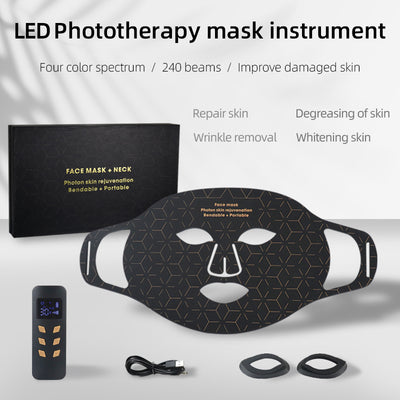 Mpow 4-Color Light Therapy Silicone Mask | 480 Chips Face & Neck Beauty
