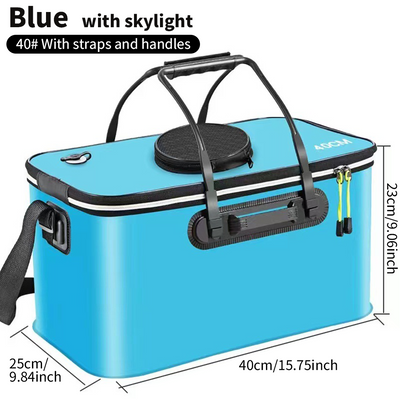 Mpow Foldable EVA Fishing Bucket + Rechargeable Oxygen Pump: Keeps Live Bait Fresh, Leakproof, Durable, and Multi-Purpose Portable Outdoor Fishing Tool