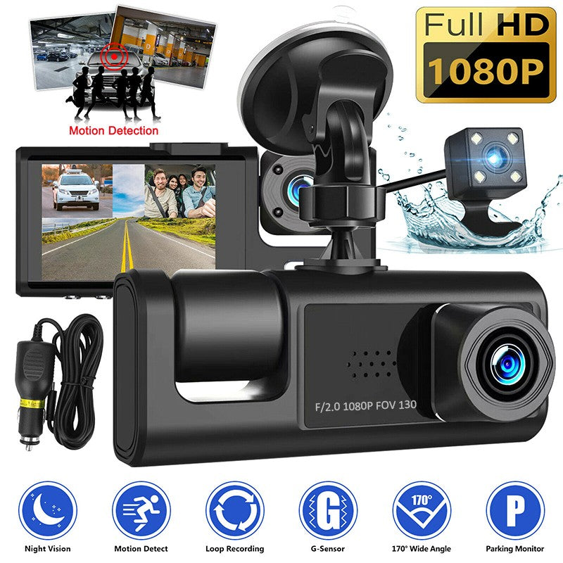 MPOW 3 Lens Dash Cam 2 Inch IPS Screen HD Car DVR Dashboard Camera Fro