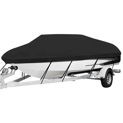 Mpow Boat Cover, Heavy-Duty PVC, Waterproof, Sun-Resistant, and Dust-Resistant, with Tie-Downs and Vents for Full-Enclosure Protection