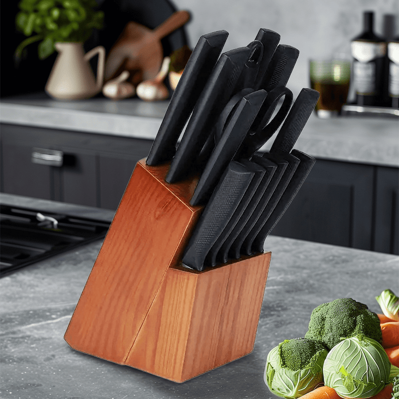 Mpow 15-piece kitchen knife set with self-sharpening block