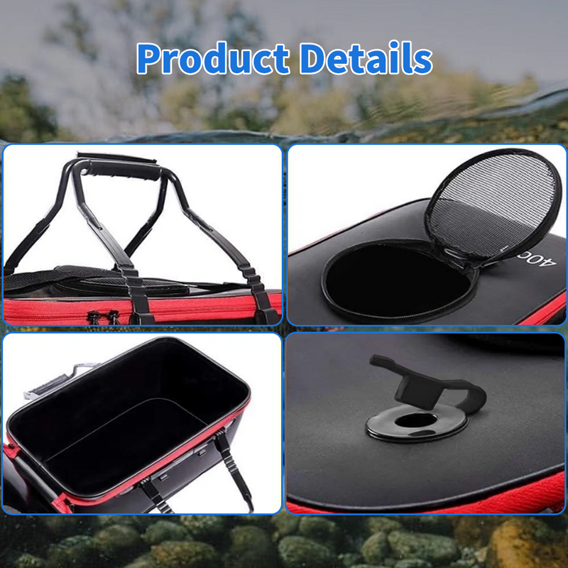 Mpow Foldable EVA Fishing Bucket + Rechargeable Oxygen Pump: Keeps Live Bait Fresh, Leakproof, Durable, and Multi-Purpose Portable Outdoor Fishing Tool