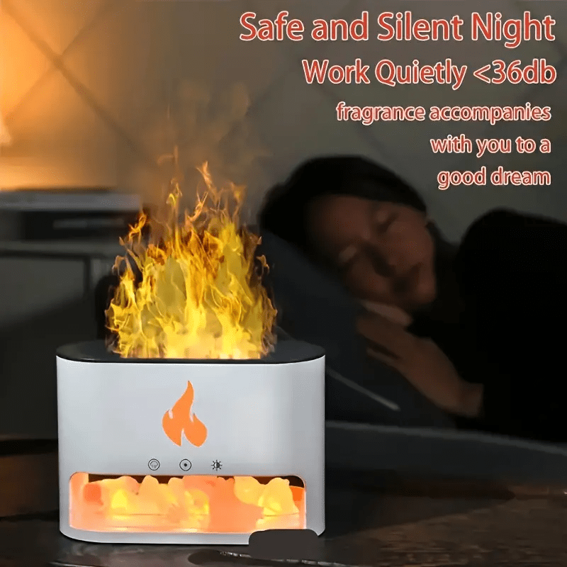 Mpow Salt and Stone Simulation Seven Color Flame Aromatherapy Diffuser