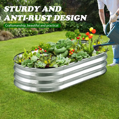 Mpow Galvanized Steel Oval Garden Bed Set