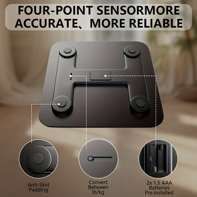 Mpow Smart Scale with 3.25-inch LCD Backlit Screen, Step-Through Technology, 6mm Tempered Glass, Automatic Calibration, and Multiple Unit Switching