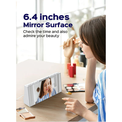 Mpow Alarm Clock, Mirror-finish, Digital Alarm Clock for Bedroom, Adjustable Brightness, Customizable Alarms, Automatically Dim at Night, Progressive Volume, DST