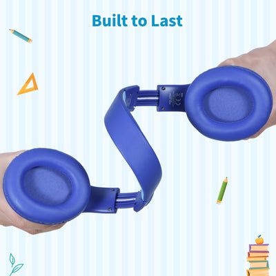 Kids Bluetooth Headphones, Colorful LED Lights Kids Headphones Wireless, 74/85/94dB Safe Volume, 90H Playtime, Fast Charging, Over Ear Toddler Headphones, Built-in Mic for School/Tablet/Airplane,Blue