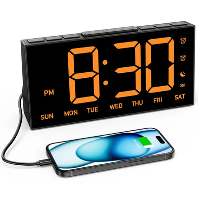 Mpow Alarm Clock for Heavy Sleepers, Digital Alarm Clock for Bedroom, Adjustable Brightness, Customizable Alarms, Automatically Dim at Night, Progressive Volume,DST, Alarm Clock for Kids Adults