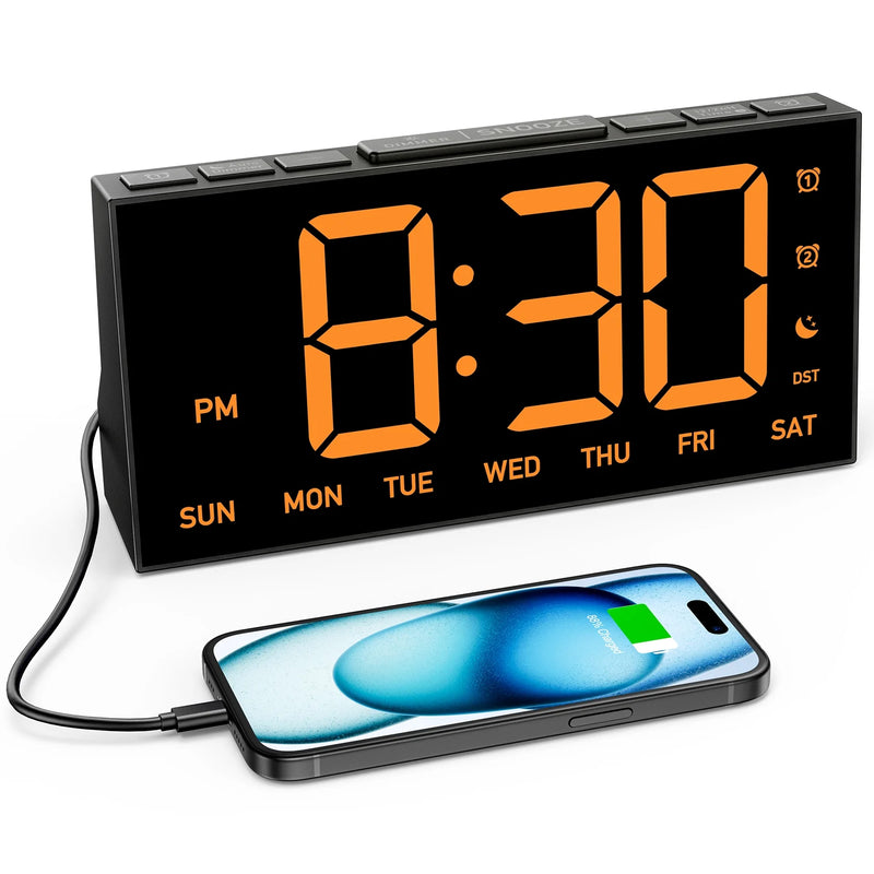 Mpow Alarm Clock for Heavy Sleepers, Digital Alarm Clock for Bedroom, Adjustable Brightness, Customizable Alarms, Automatically Dim at Night, Progressive Volume,DST, Alarm Clock for Kids Adults