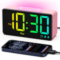 Mpow Alarm Clocks, RGB Digital Clock with Night Light, Desk Clock for Bedside, Power-Off Memory & Alarm, Dual Alarm, 5 Level Brightness +Off, 12/24H, 9min Snooze, Reveil Matin for Bedrooms, Pink