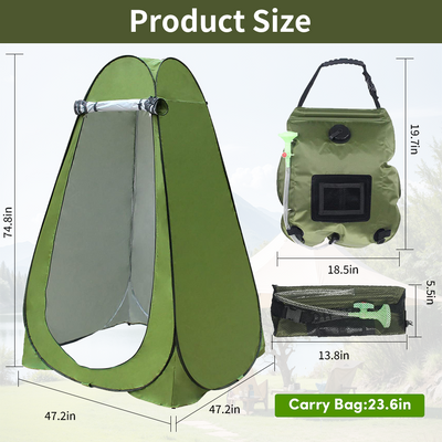 Mpow Pop - Up Camping Shower Tent with Solar Shower Bag - 6.2FT Height, Blocking, Portable Privacy Shelter