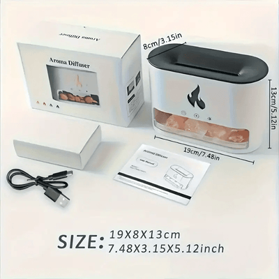 Mpow Salt and Stone Simulation Seven Color Flame Aromatherapy Diffuser