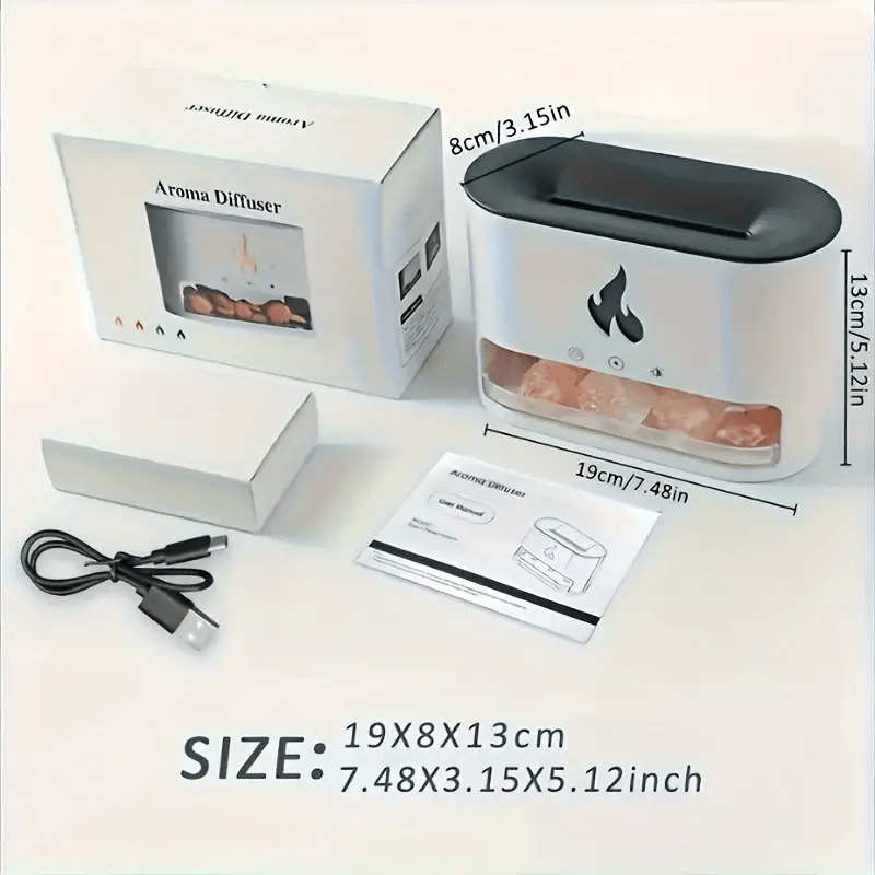 Mpow Salt and Stone Simulation Seven Color Flame Aromatherapy Diffuser
