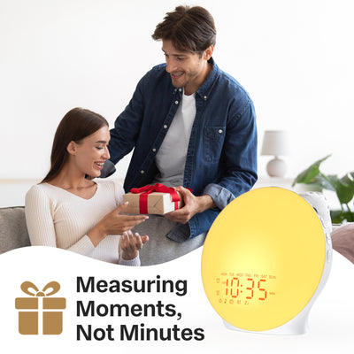 Mpow Wake up Light Sunrise Alarm Clock for Heavy Sleepers, Sleep Aid & Sound Machine, Sync Time with Bluetooth Connection, 25 Natural Sounds, Dual Alarms, 5-20min Snooze, FM Radio, Battery Backup