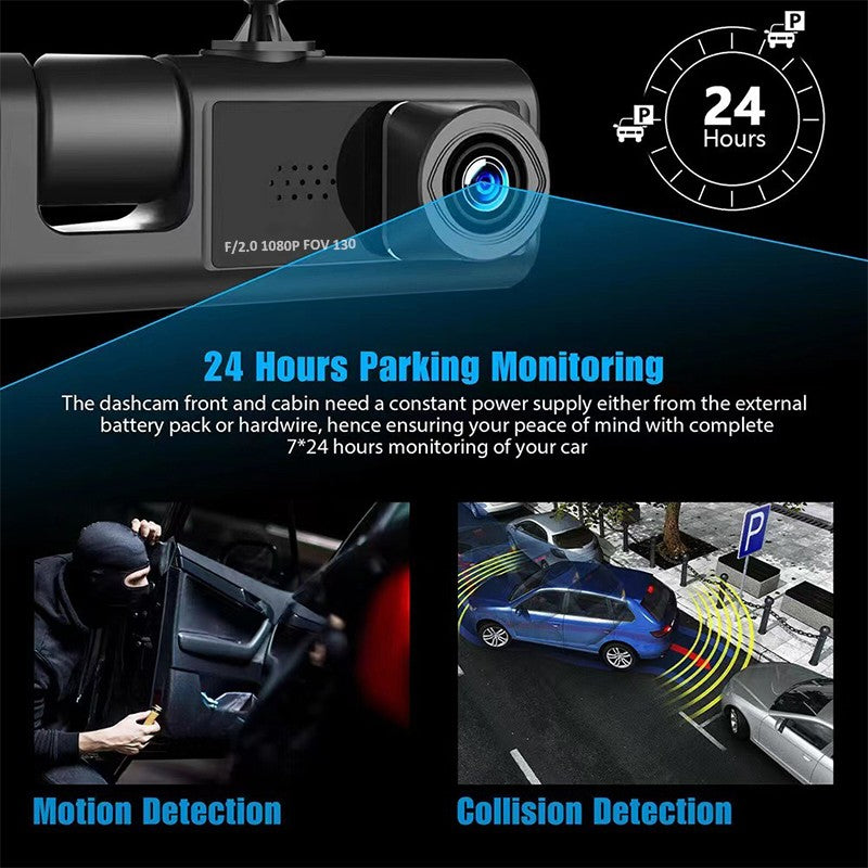 MPOW 3 Lens Dash Cam 2 Inch IPS Screen HD Car DVR Dashboard Camera Fro