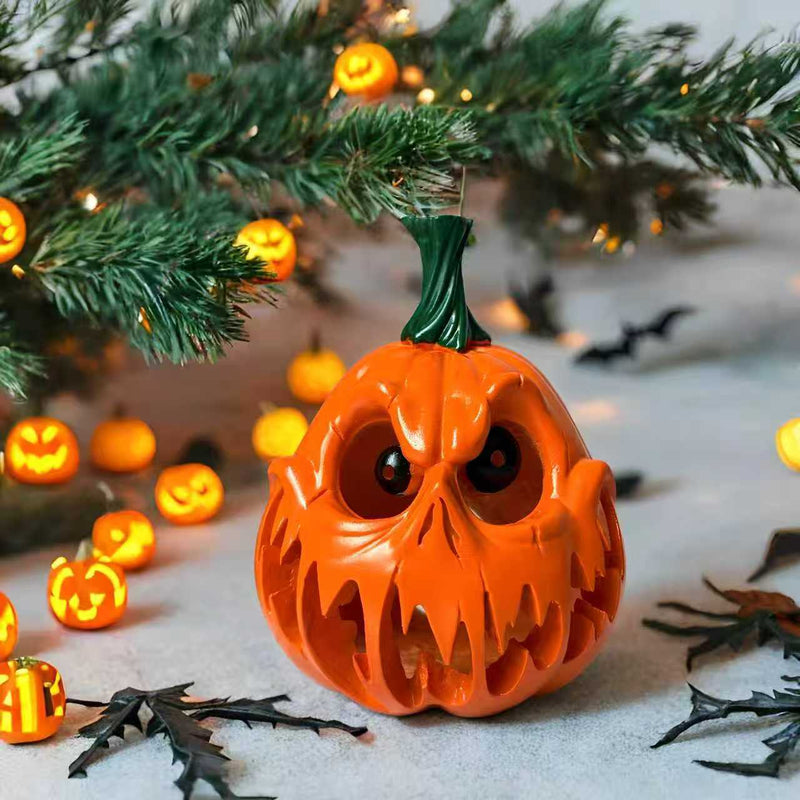 Mpow Small Hollow Yellow LED Lighted Pumpkin Lantern for Halloween Decorations. 8-Hour Auto-Illumination Timer. 3 AA Batteries for A 1-Month Life. Suitable for Indoor and Outdoor Use