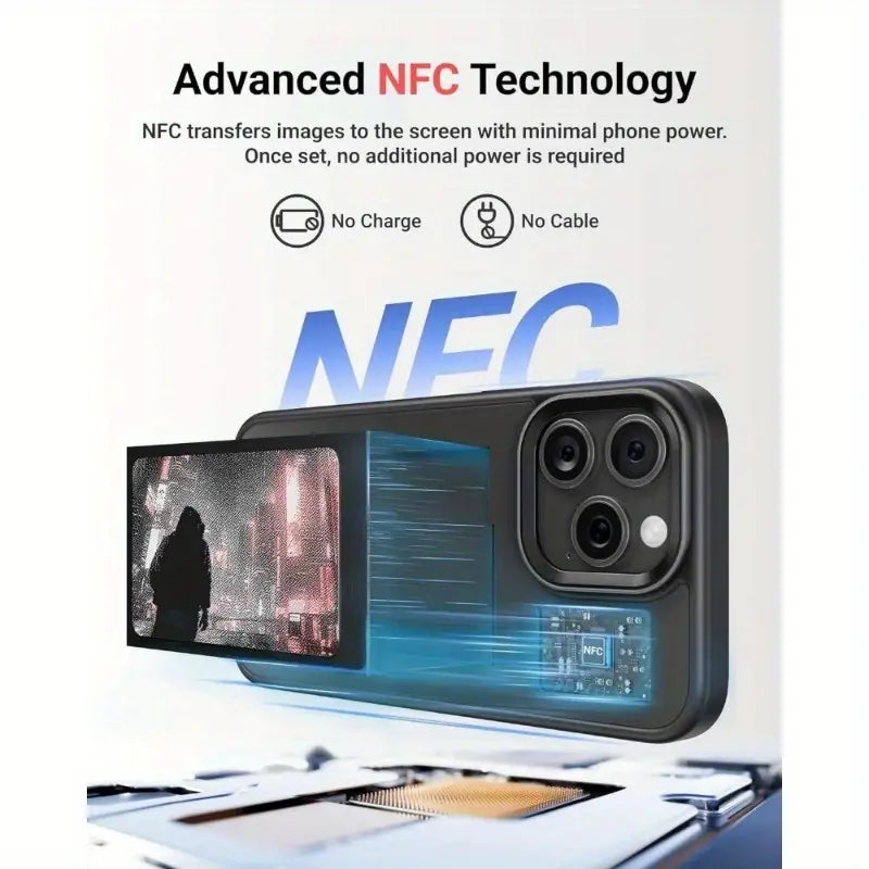 HD 1080P InkPlay E-Ink Screen Phone Case, DIY Wireless NFC Photo