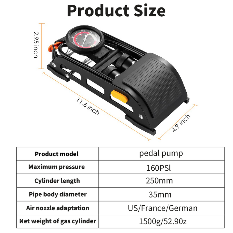 Mpow dual-barrel foot pump
