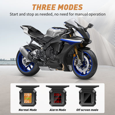Mpow Motorcycle TPMS Tire Pressure Monitoring System - Wireless Solar Charging, 2 Sensors, LCD Display