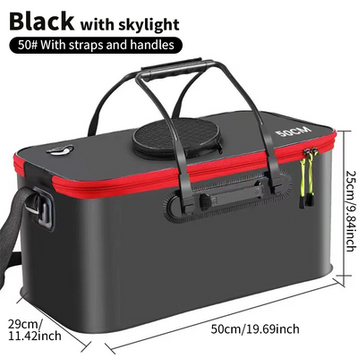 Mpow Foldable EVA Fishing Bucket + Rechargeable Oxygen Pump: Keeps Live Bait Fresh, Leakproof, Durable, and Multi-Purpose Portable Outdoor Fishing Tool