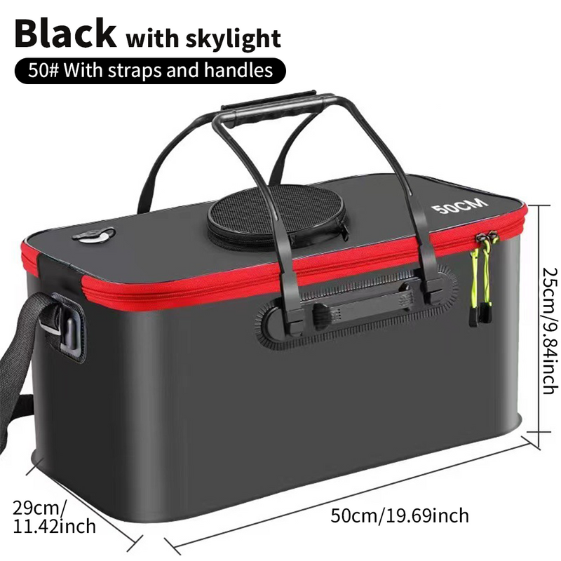 Mpow Foldable EVA Fishing Bucket + Rechargeable Oxygen Pump: Keeps Live Bait Fresh, Leakproof, Durable, and Multi-Purpose Portable Outdoor Fishing Tool