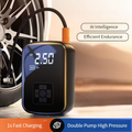 MPOW 150 PSI mini tire inflator with LED display and tire pressure gauge - USB-C rechargeable, compact design, durable construction, suitable for cars, motorcycles, and bicycles. Portable tire inflator, stylish and portable gadget.