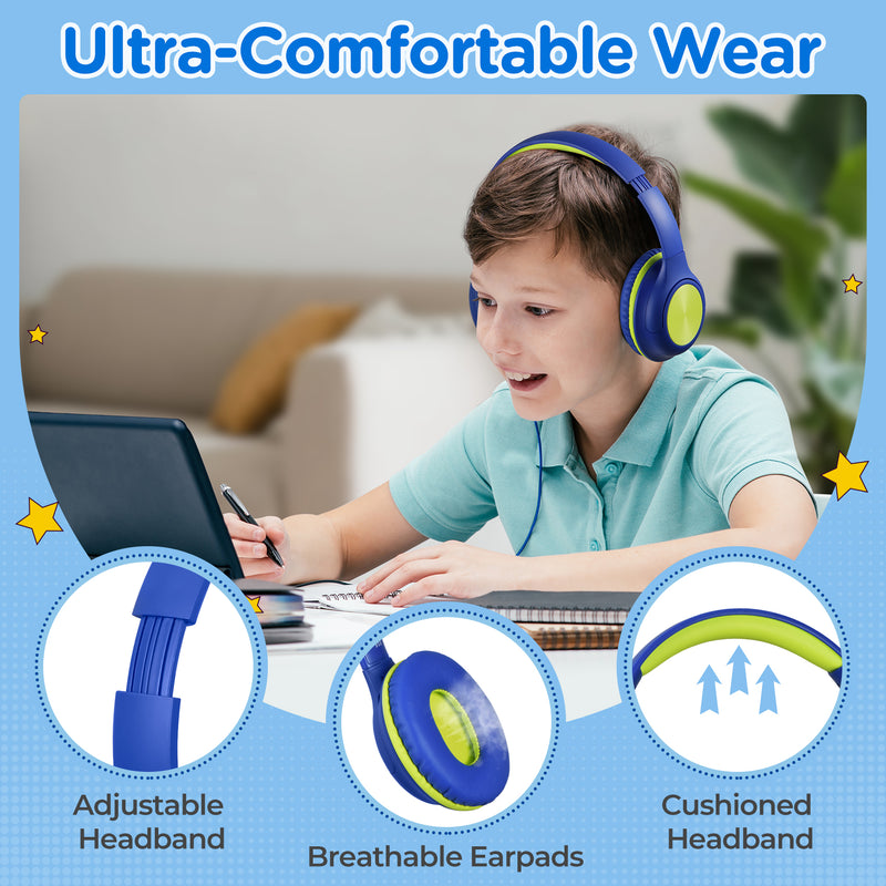 Mpow Kids Headphones with Microphone, 85/94dB Volume Limit, Foldable Over-Ear Stereo Headset for Girls & Toddlers