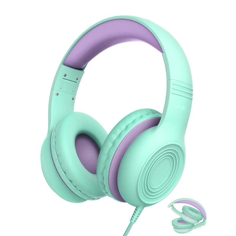 Mpow Kids Headphones with Microphone, Foldable Headphones Wired 85/94dB Volume Limit, Stereo, Soft Earcups, on-Ear/over-Ear Headphones for Kids School Girls/Boys
