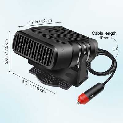 Mpow Universal 12V/24V Car Heater, Black ABS Material, USB Charging, 3M Adhesive Fast Heats Up