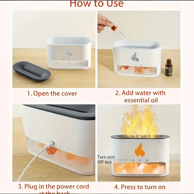 Mpow Salt and Stone Simulation Seven Color Flame Aromatherapy Diffuser