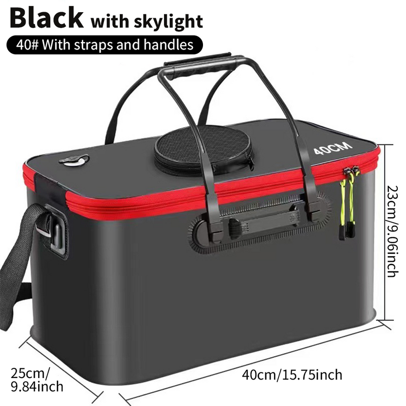 Mpow Foldable EVA Fishing Bucket + Rechargeable Oxygen Pump: Keeps Live Bait Fresh, Leakproof, Durable, and Multi-Purpose Portable Outdoor Fishing Tool