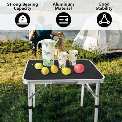 Mpow Outdoor Aluminum Folding Table, 60*45cm, Dual-Level Adjustable Height, No Assembly Required, Portable Picnic and Camping Table, Stain-Resistant and Durable