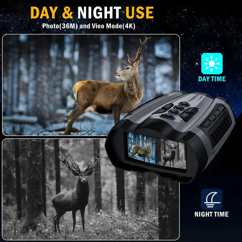 Mpow infrared night vision goggles with 4000mAh Ultra-Long Battery Life, 4K 36MP HD Recording, 9-Level Night Vision Adjustment, 3.5-inch Widescreen, and Includes 32GB SD Card
