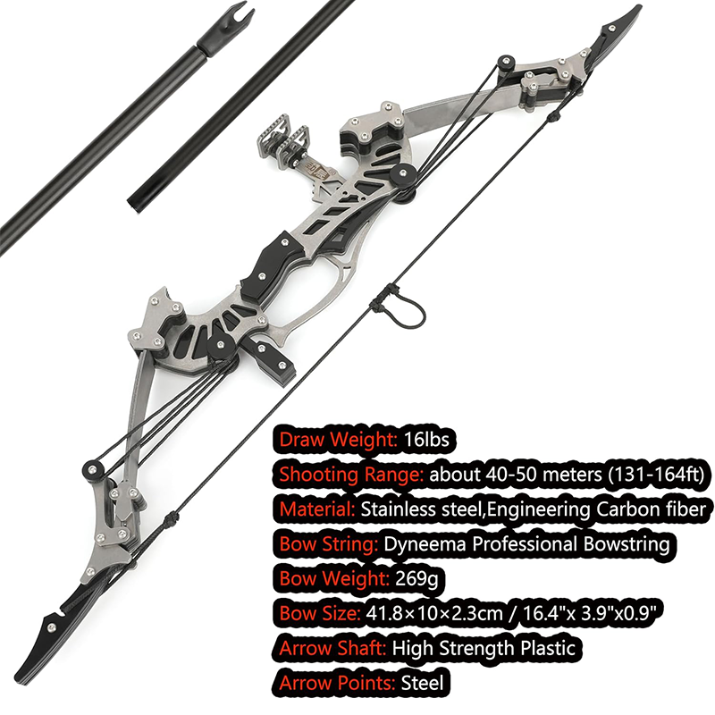 Mpow 16.5-inch compound bow with 8 arrows