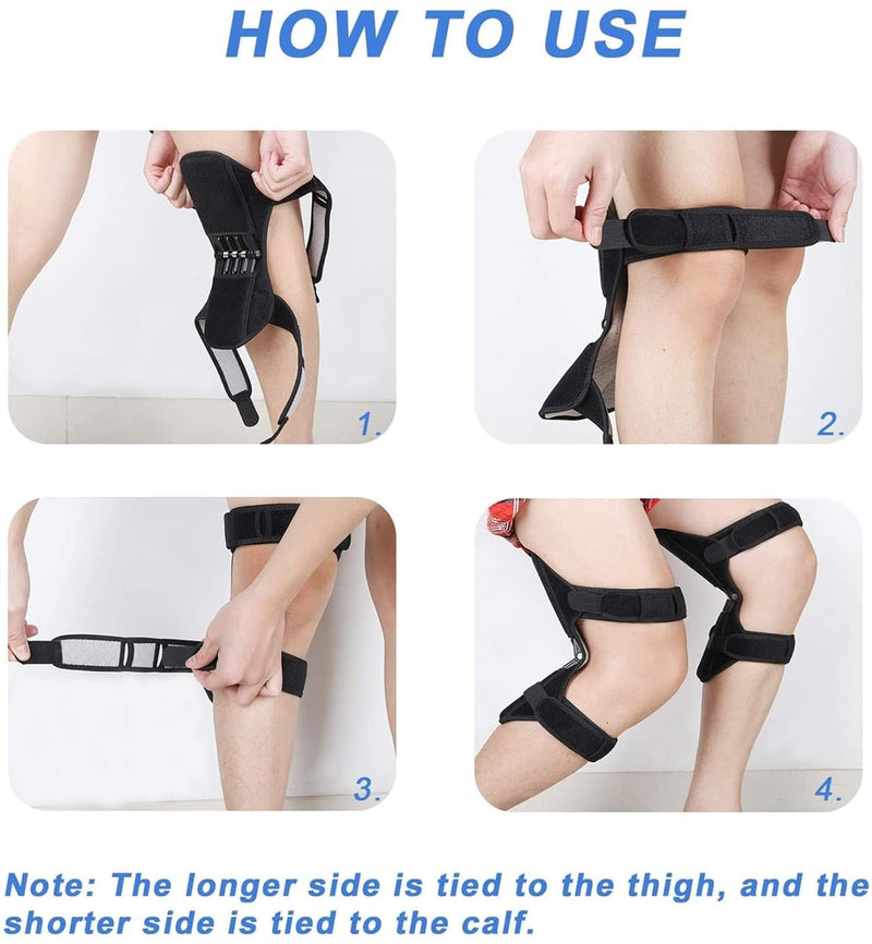 Mpow A pair of stair climbing patellar knee braces, powered knee braces with 3 carbon steel springs for pain relief and support