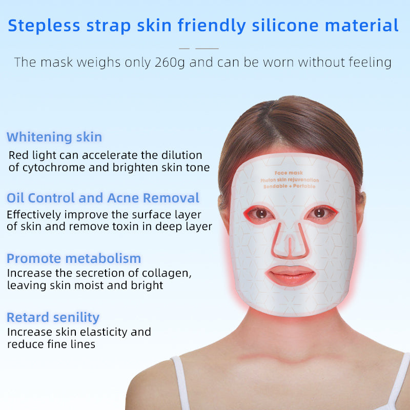 Mpow 4-Color Light Therapy Silicone Mask | 480 Chips Face & Neck Beauty