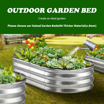 Mpow Galvanized Steel Oval Garden Bed Set