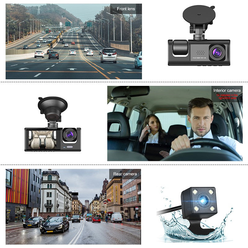 MPOW 3 Lens Dash Cam 2 Inch IPS Screen HD Car DVR Dashboard Camera Fro