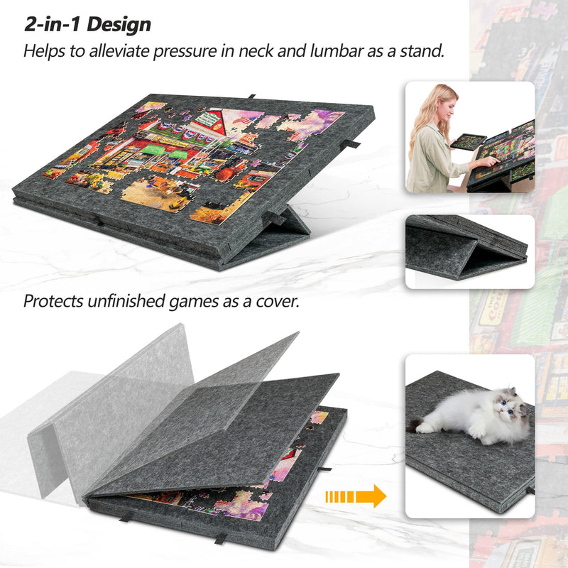 Mpow Foldable Jigsaw Puzzle Table with Stand and Lid, 6 Colorful Drawers, Fits 1000 Pieces, Lightweight and Portable
