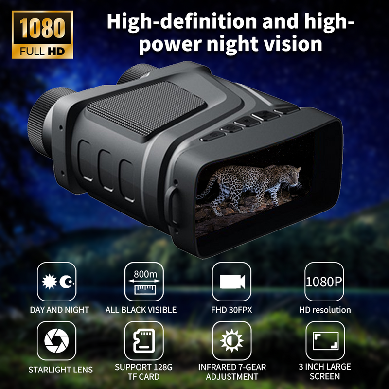 Mpow Outdoor Night Vision Device with 1080P HD, 1.3-inch Screen, Target Reference Detector, Includes 32GB Memory Card, Type-C Port, and Multi-Language Support